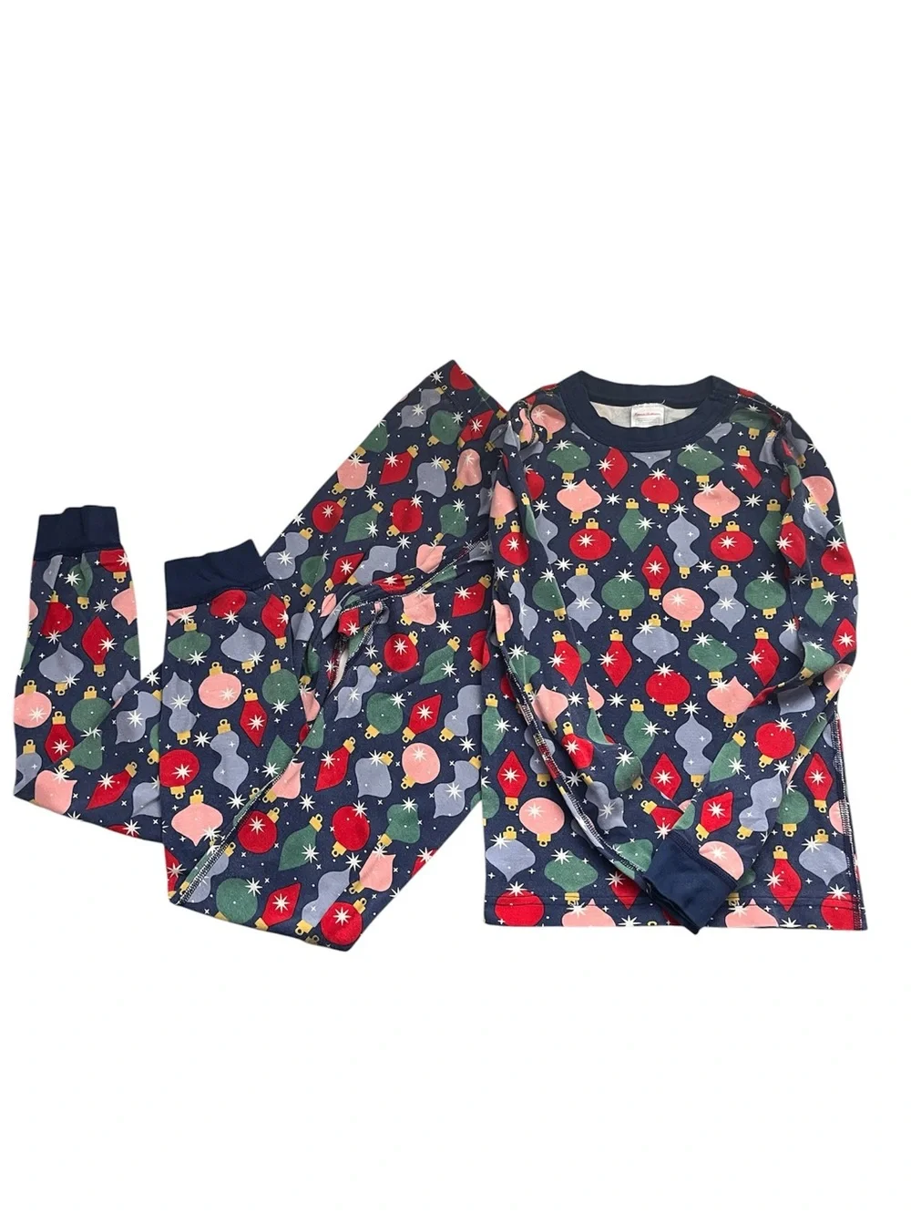Hanna Andersson Navy Holiday Ornament Print Pajama Set 10